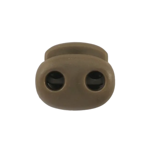 Koordstopper plastic 2 gaten - ovaal 20 mm - kaki groen